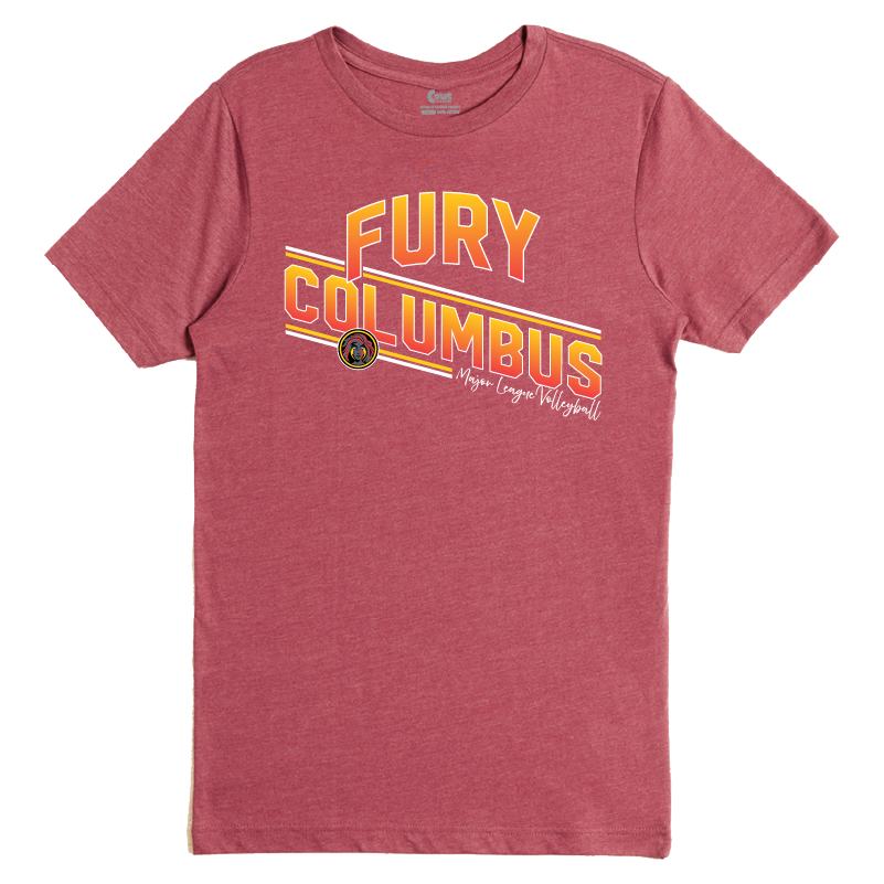 Columbus Fury Retro Stripe T-Shirt Burgundy Heather