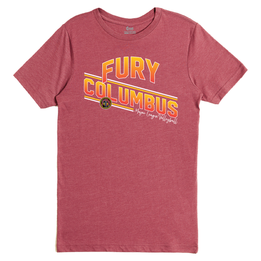 Columbus Fury Retro Stripe T-Shirt Burgundy Heather
