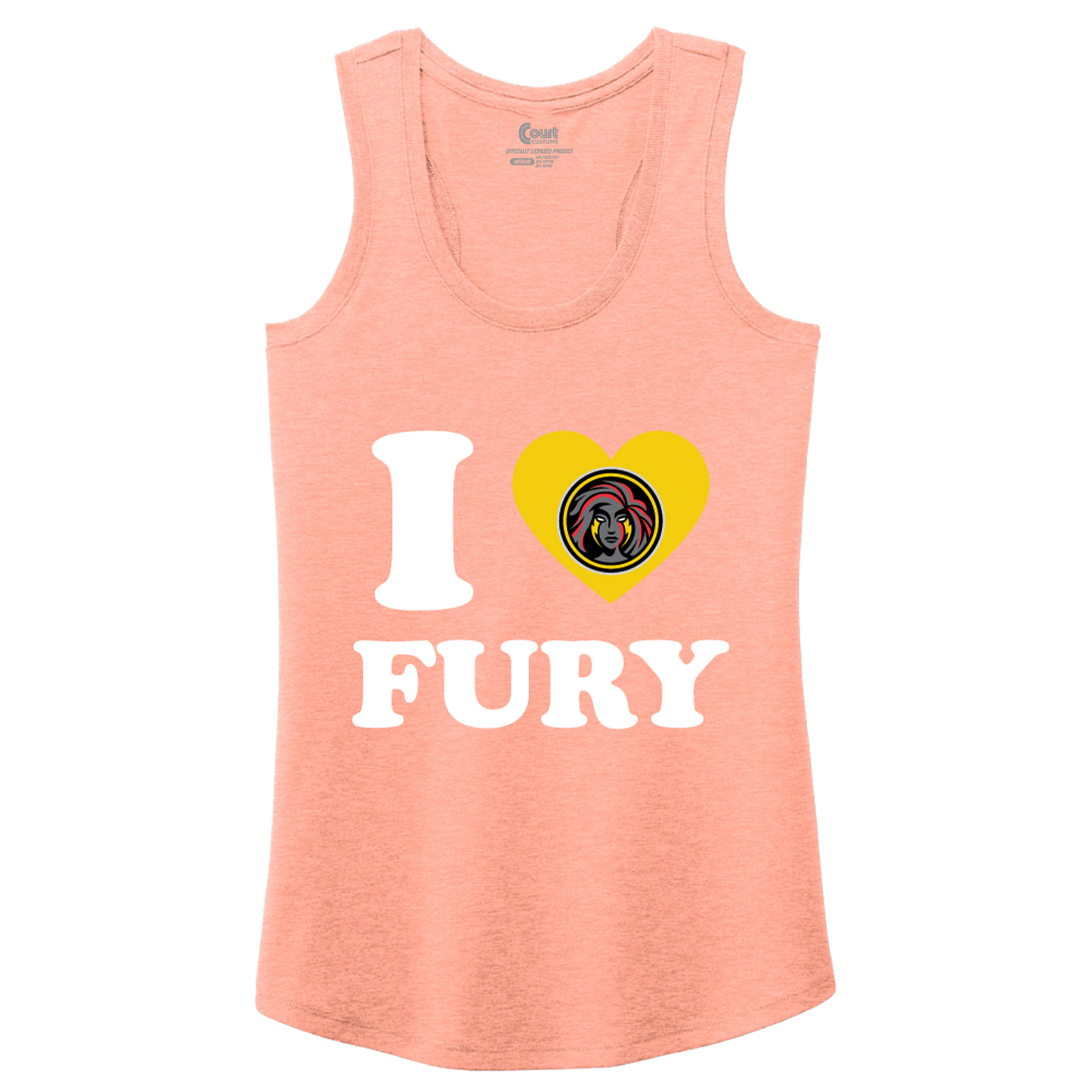 Columbus Fury Womens I Heart Fury Tank Heathered Dusty Peach