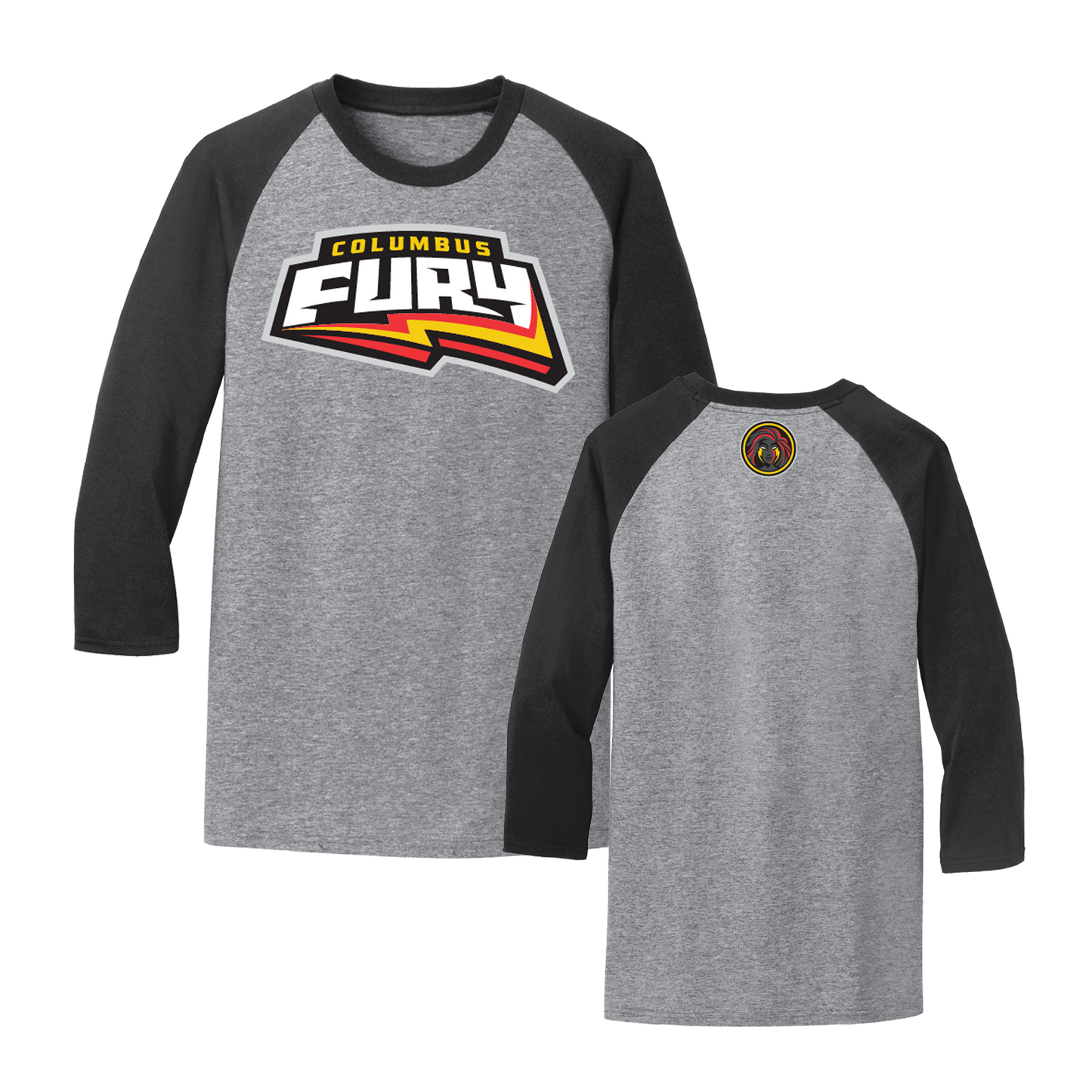 Columbus Fury Wordmark Raglan T-Shirt Jet Black Both