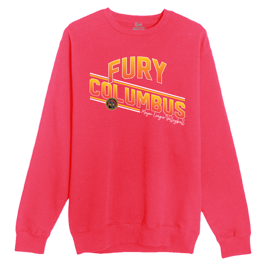 Columbus Fury Retro Stripe Crewneck Cardinal