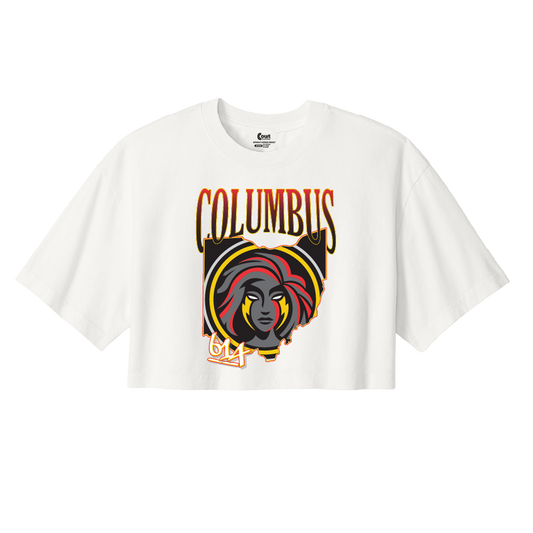 Columbus Fury Womens Local Legend Cropped T-Shirt Vintage White