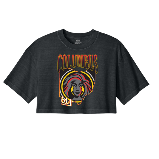 Columbus Fury Womens Local Legend Cropped T-Shirt Washed Black