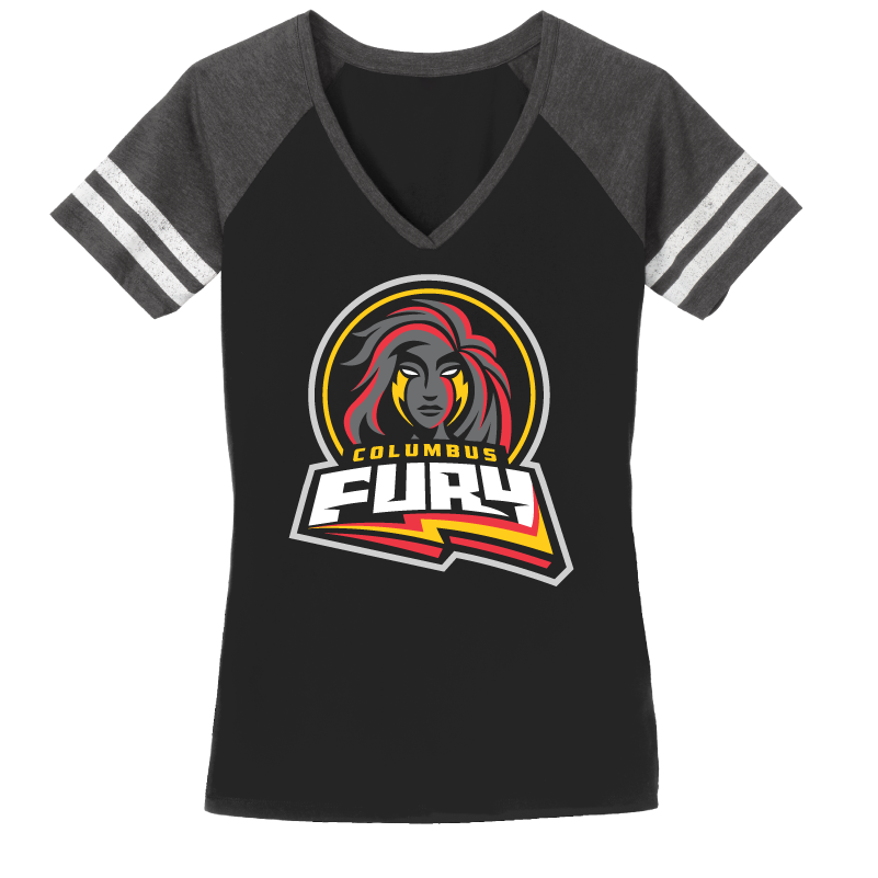 Columbus Fury Womens Primary Logo V-Neck T-Shirt
