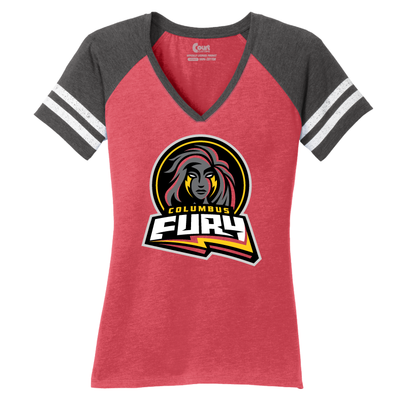 Columbus Fury Womens Primary Logo V-Neck T-Shirt