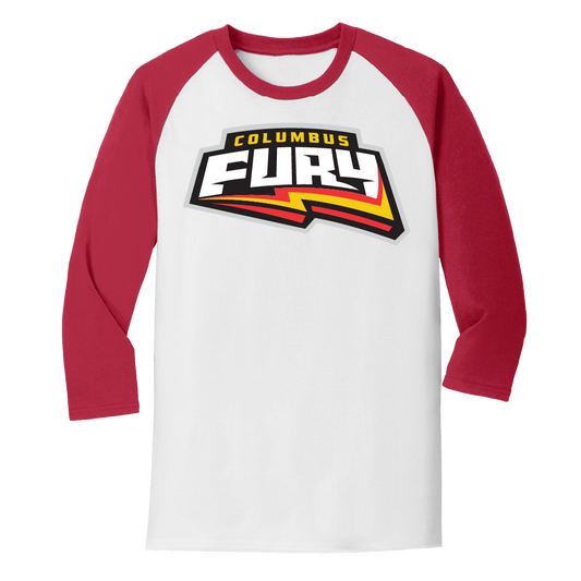 Columbus Fury Wordmark Raglan T-Shirt Red Front